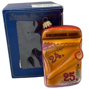 Vintage Krebs Lauscha Glass December 2000 Christmas Ornament Hand Blown Retro